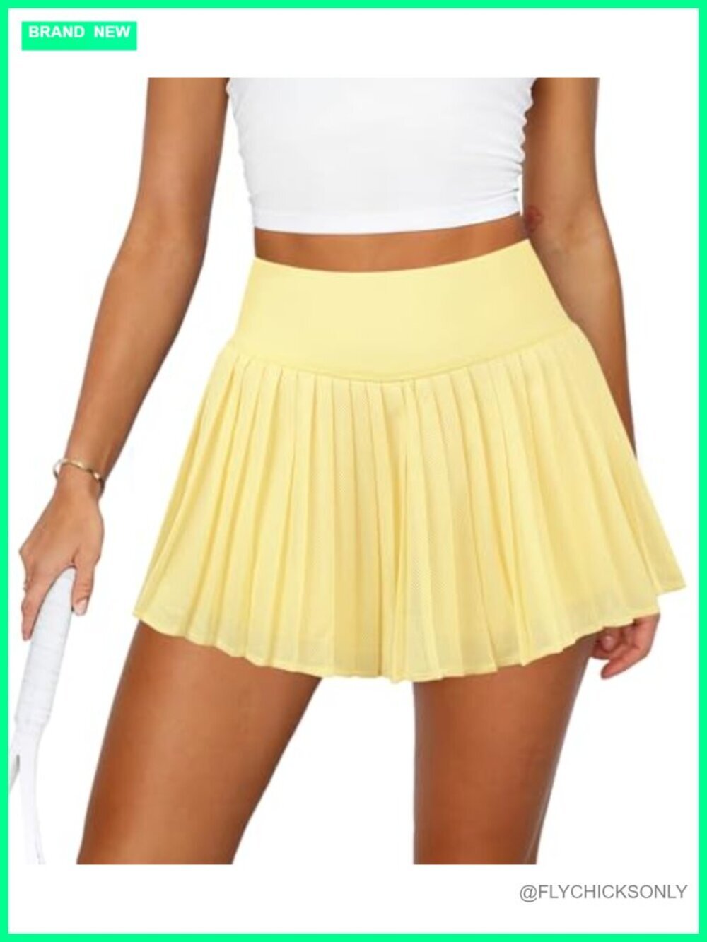 High Waisted Pleated Tennis Skort with Built-in Shorts and Pockets Athletic